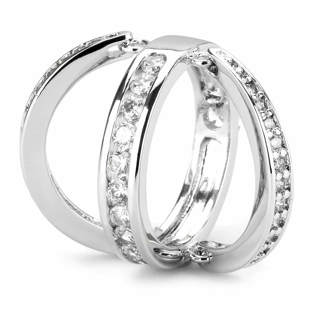 Brass CZ Marquise Solitaire Double Band Ring view 12