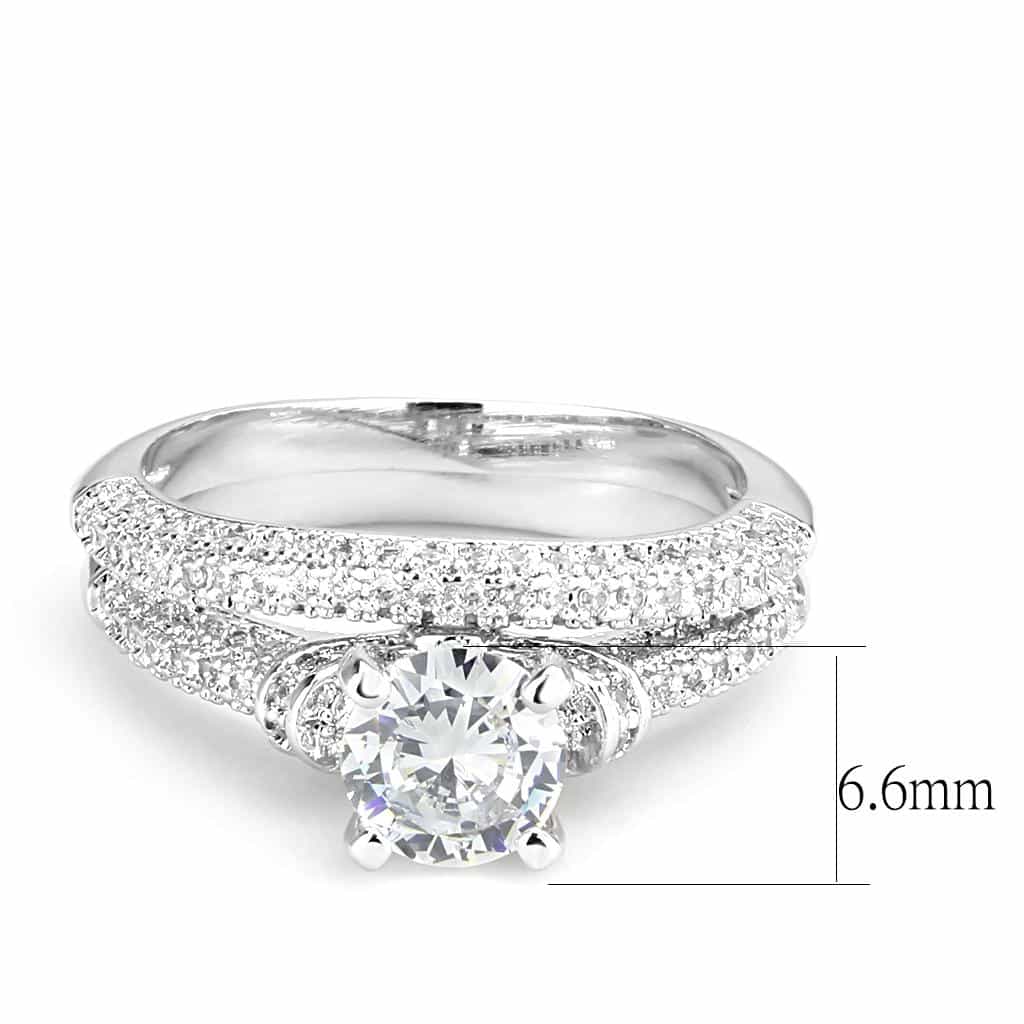 Brass CZ Round Solitaire Multi-Row Baguette Bridal Ring view 7