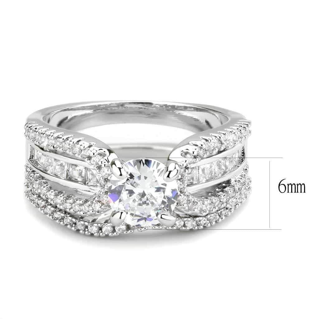 Brass CZ Round Solitaire Twisted Pavé Bridal Ring view 7