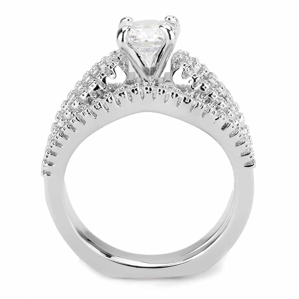 Brass CZ Round Solitaire Twisted Pavé Bridal Ring view 3