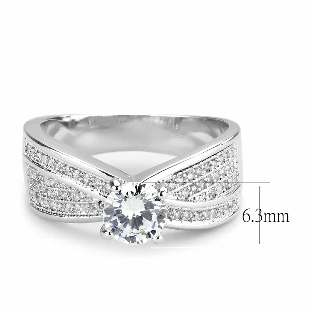 Brass CZ Round Solitaire Asymmetric Pavé Ring view 7