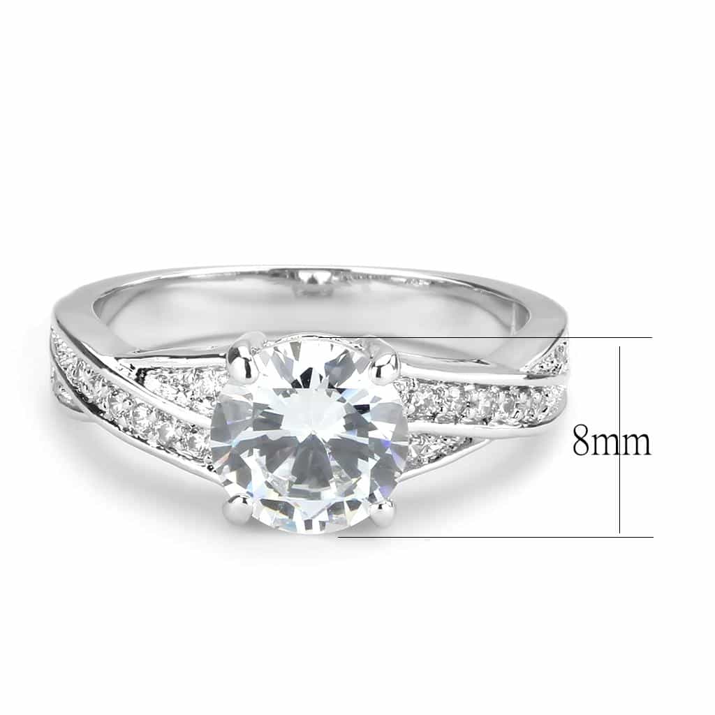 Brass CZ Round Solitaire Channel Pavé Ring 3W1560 view 7