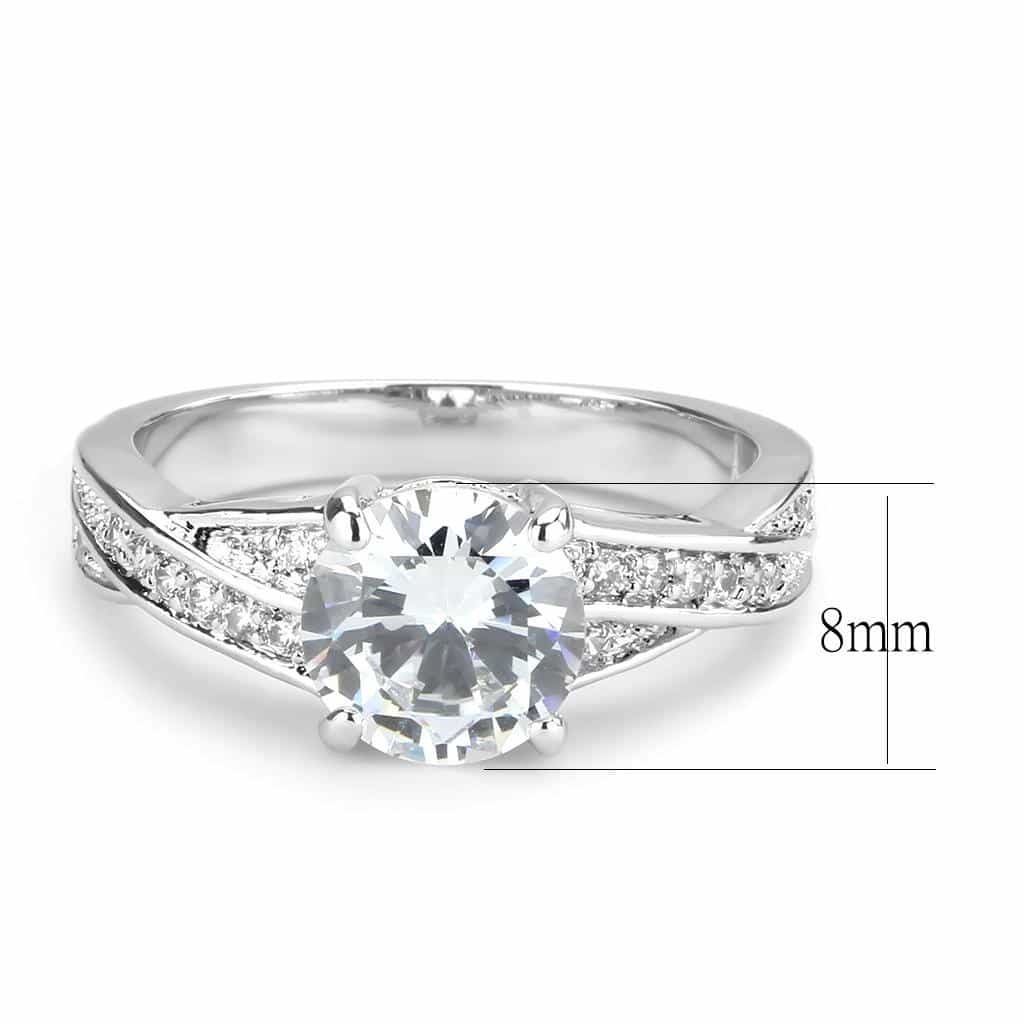 Brass CZ Round Solitaire Channel Pavé Ring 3W1560 view 2