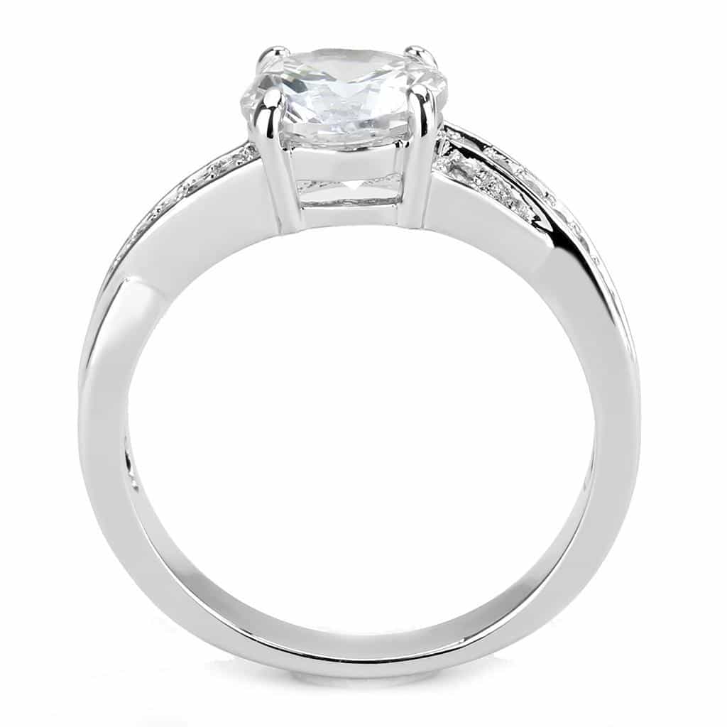 Brass CZ Round Solitaire Channel Pavé Ring 3W1560 view 3