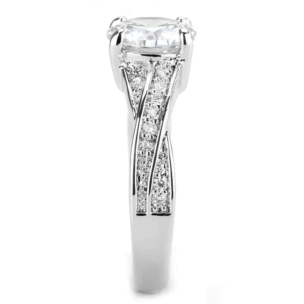 Brass CZ Round Solitaire Channel Pavé Ring 3W1560 view 9