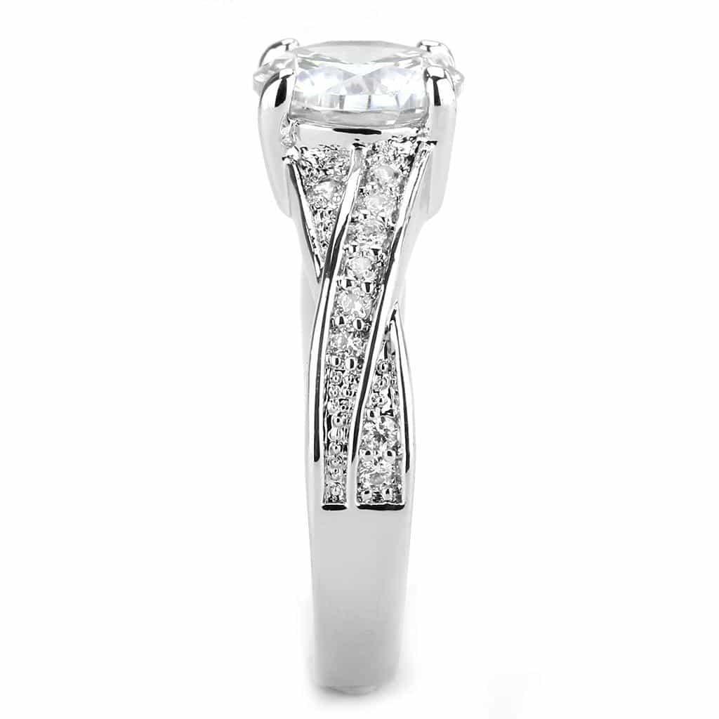 Brass CZ Round Solitaire Channel Pavé Ring 3W1560 view 4