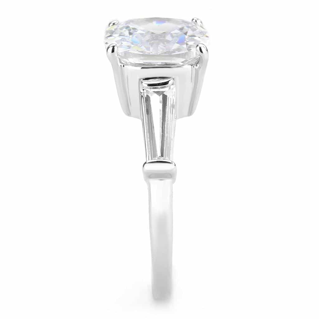Brass CZ Cushion Solitaire Baguette Accent Ring view 9