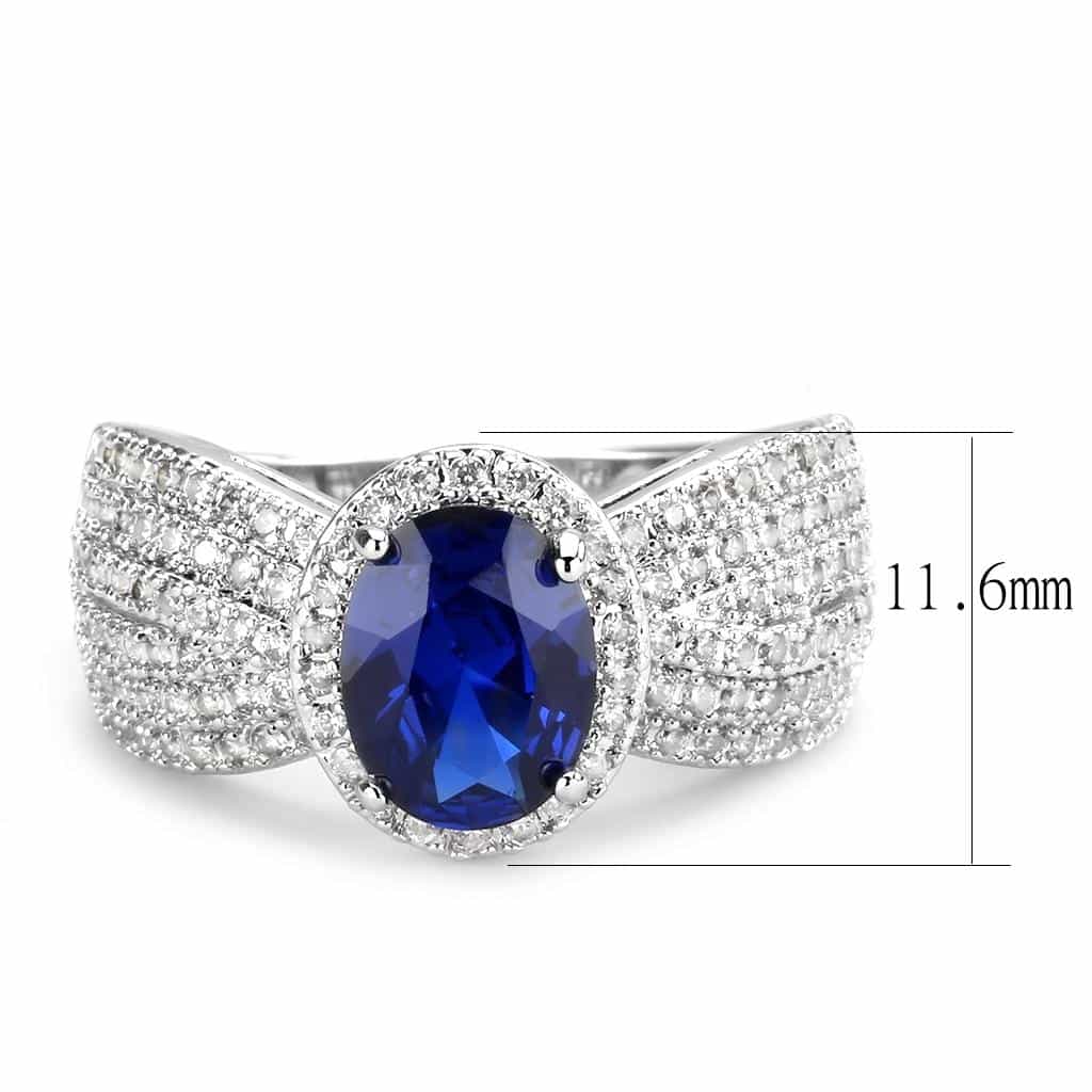 Brass Sapphire Oval Pavé Wide Dome Ring | The Stainless Jewelry view 7