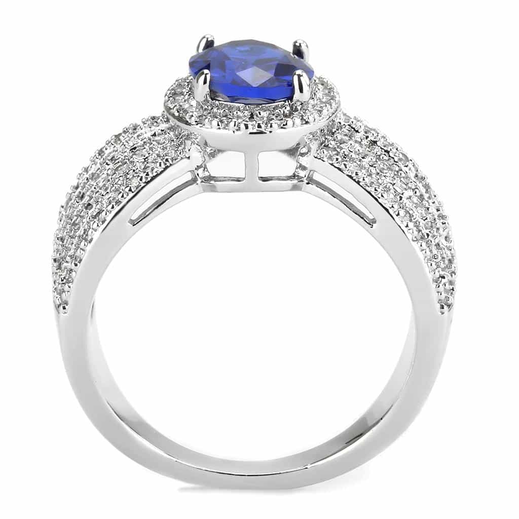 Brass Sapphire Oval Pavé Wide Dome Ring | The Stainless Jewelry view 8