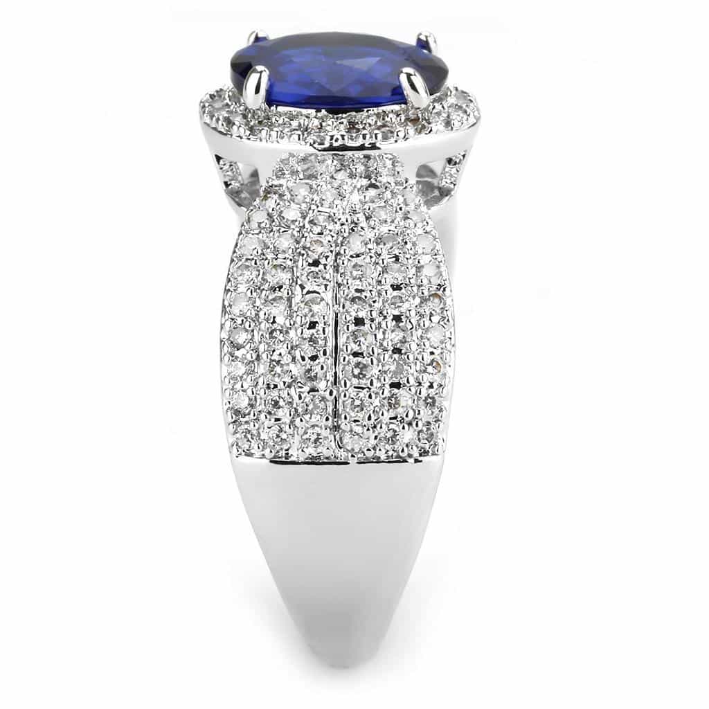 Brass Sapphire Oval Pavé Wide Dome Ring | The Stainless Jewelry view 4