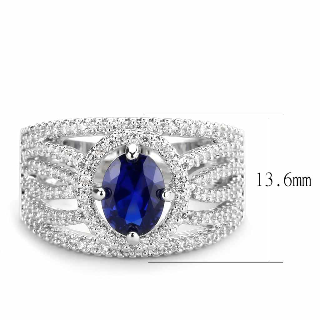 Brass Sapphire Round Halo Split Shank Ring view 7