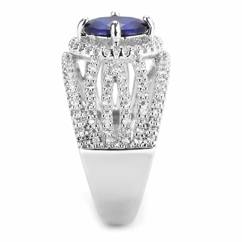 Brass Sapphire Round Halo Split Shank Ring view 9