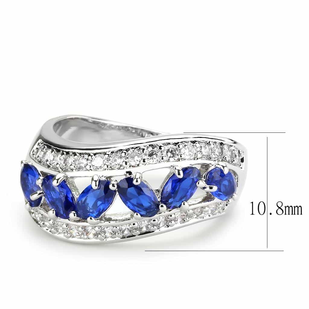 Brass Sapphire Oval Marquise Cluster Channel Ring view 7