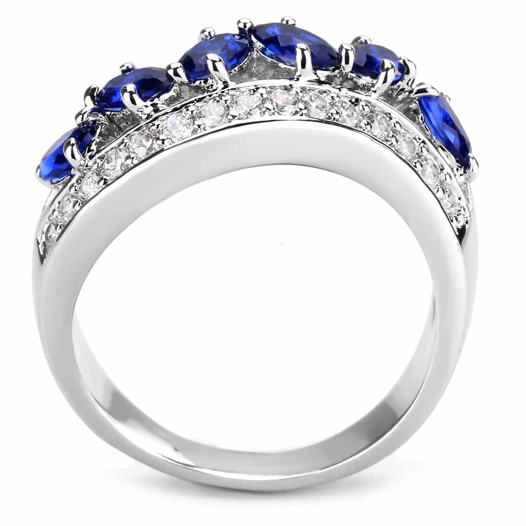Brass Sapphire Oval Marquise Cluster Channel Ring view 8