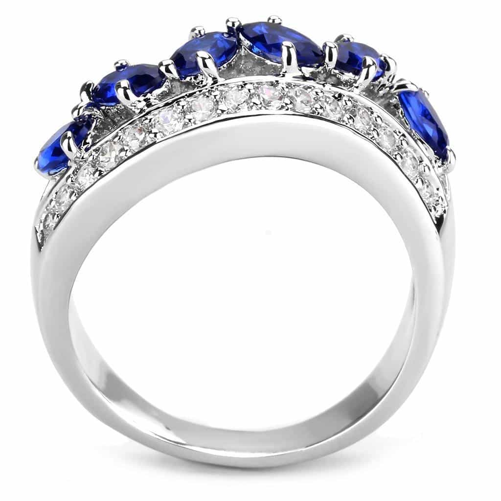 Brass Sapphire Oval Marquise Cluster Channel Ring view 3