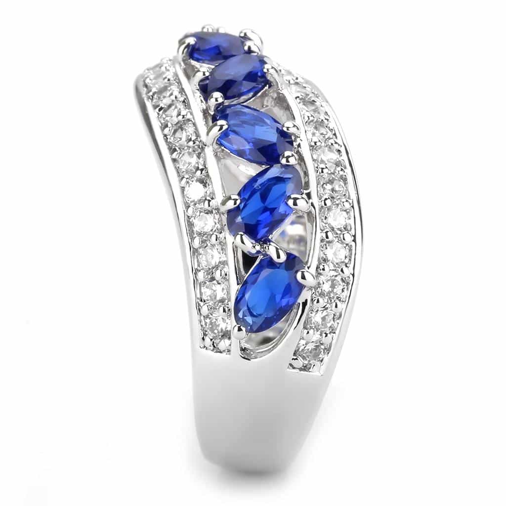 Brass Sapphire Oval Marquise Cluster Channel Ring view 9