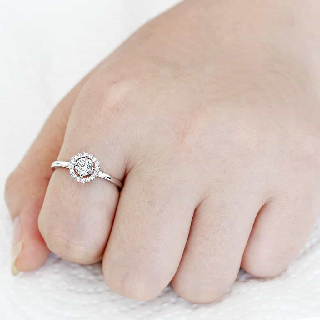 Brass CZ Round Halo Thin Pavé Ring | The Stainless Jewelry view 7