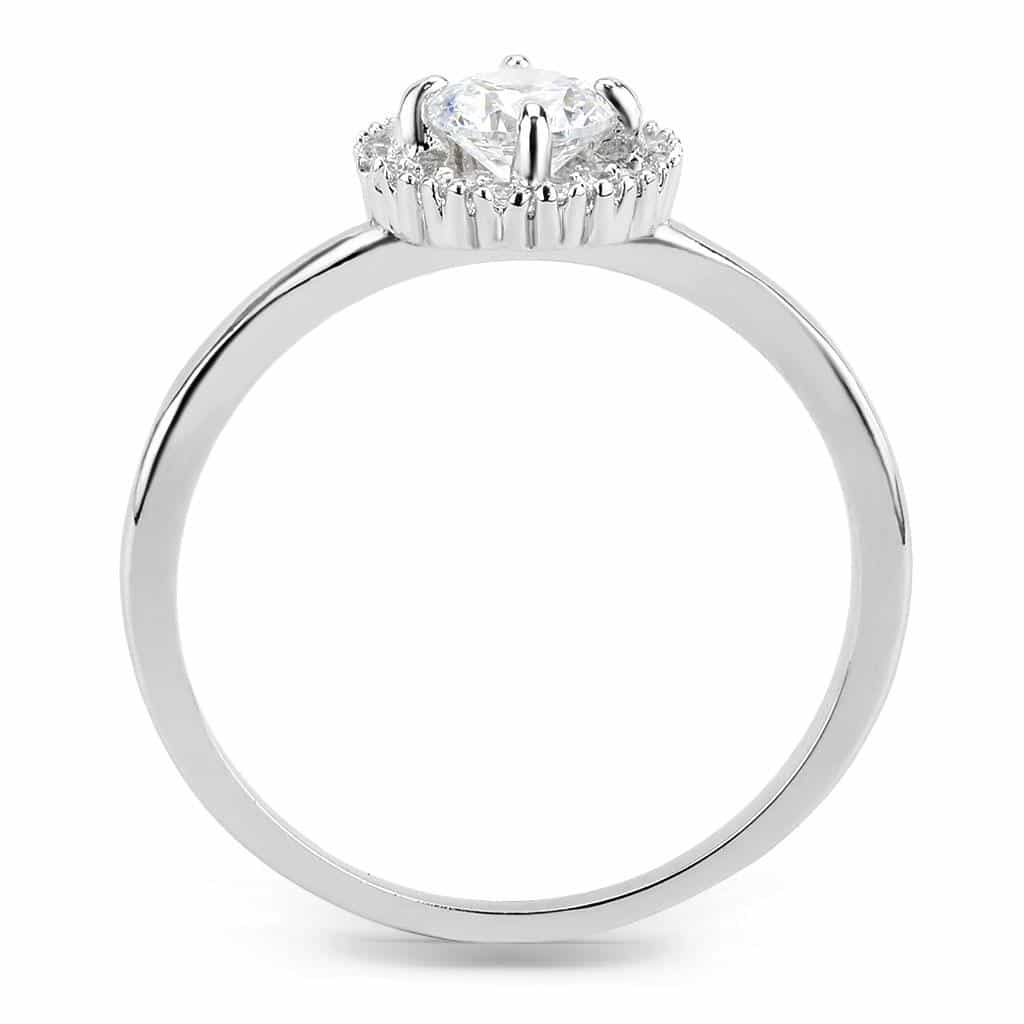 Brass CZ Round Halo Thin Pavé Ring | The Stainless Jewelry view 9