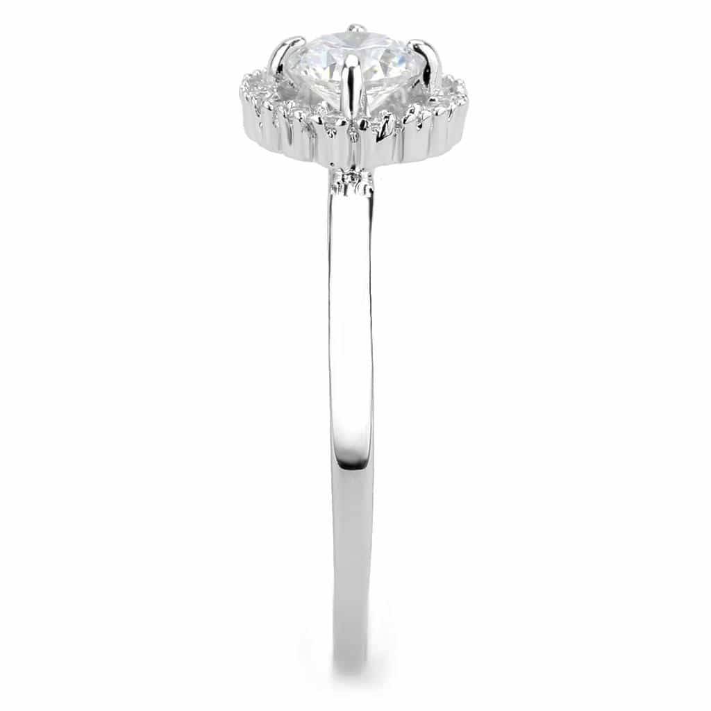 Brass CZ Round Halo Thin Pavé Ring | The Stainless Jewelry view 10