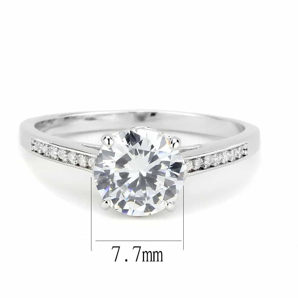 Brass CZ Round Solitaire Pavé Band Ring 3W1573 view 8