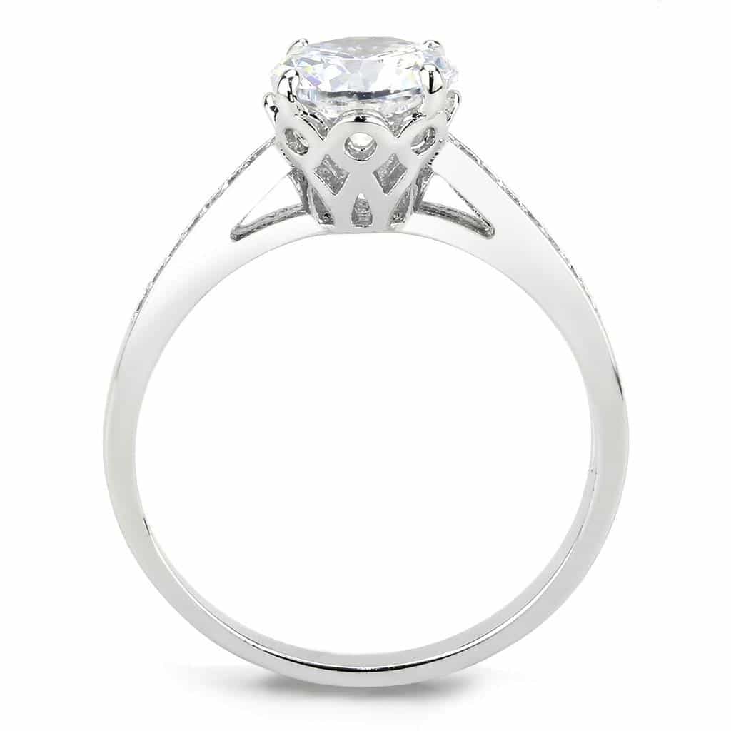 Brass CZ Round Solitaire Pavé Band Ring 3W1573 view 9