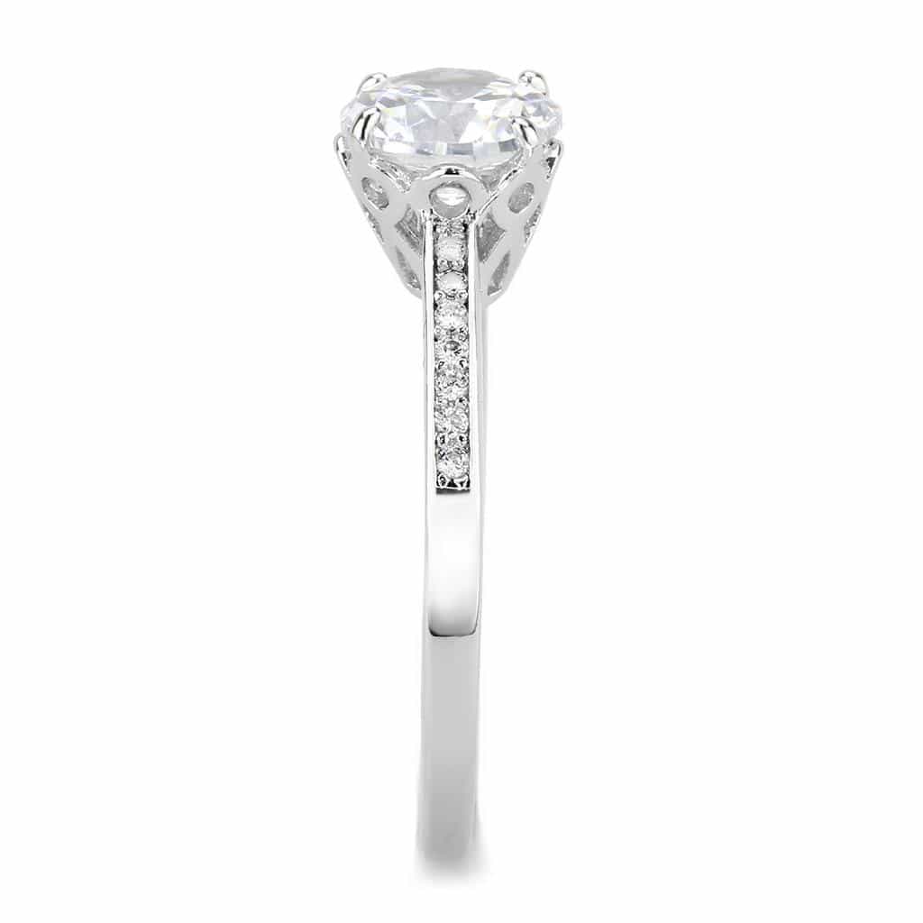 Brass CZ Round Solitaire Pavé Band Ring 3W1573 view 10