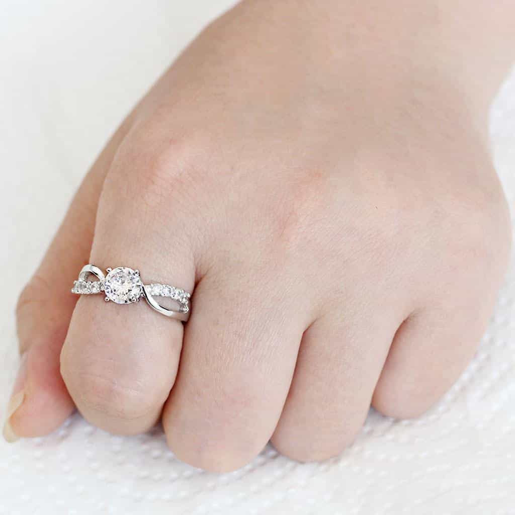 Brass CZ Round Solitaire Graduated Pavé Ring view 7