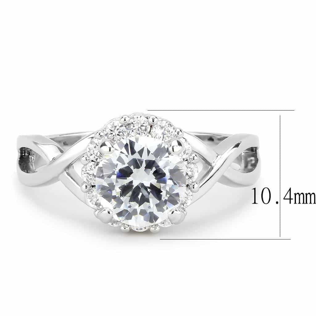 Brass CZ Round Solitaire Twist Bypass Ring 3W1575 view 3