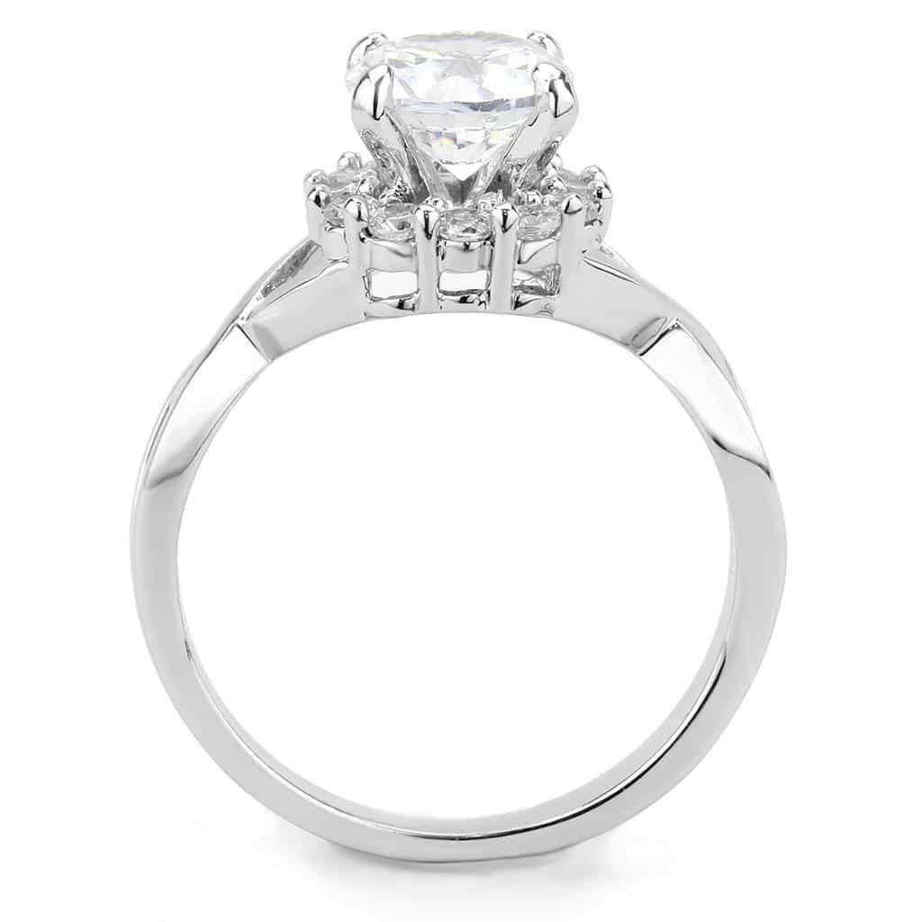 Brass CZ Round Solitaire Twist Bypass Ring 3W1575 view 9