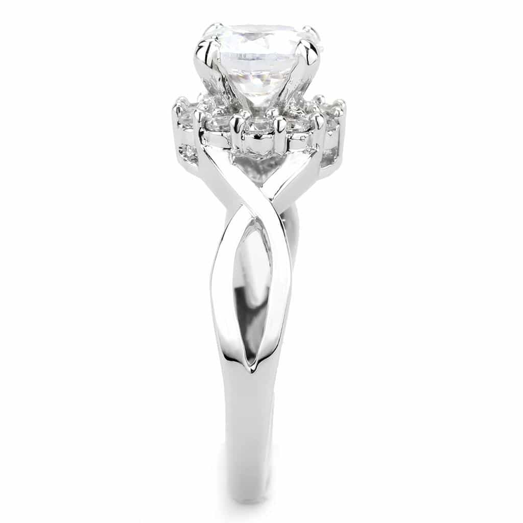 Brass CZ Round Solitaire Twist Bypass Ring 3W1575 view 10