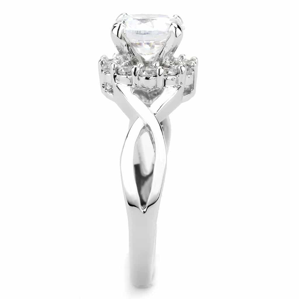 Brass CZ Round Solitaire Twist Bypass Ring 3W1575 view 5