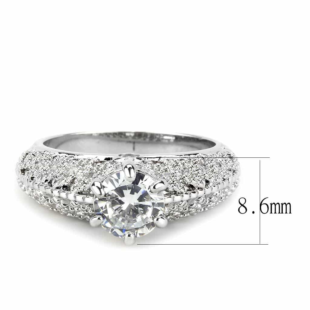 Brass CZ Round Solitaire Filigree Pavé Wide Ring view 8