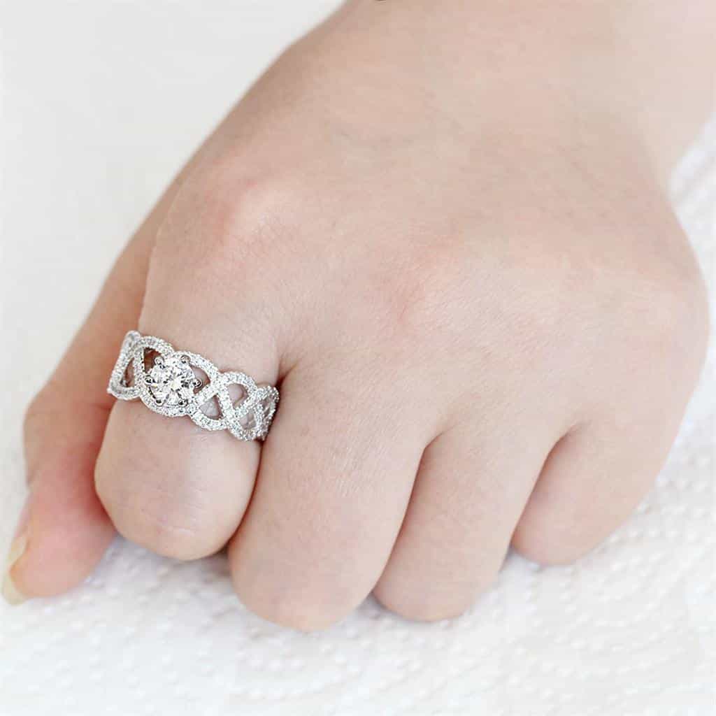 Brass CZ Round Solitaire Infinity Pavé Ring view 7