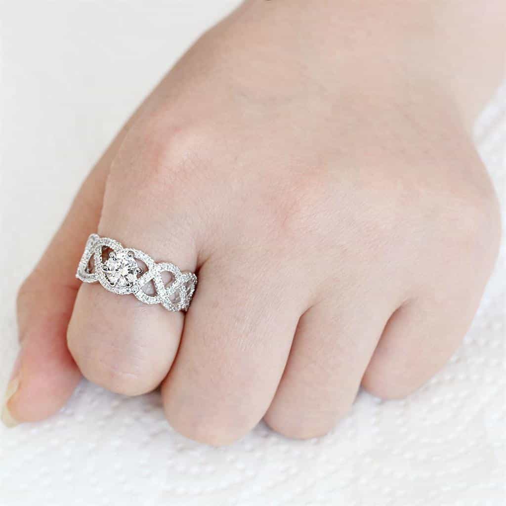 Brass CZ Round Solitaire Infinity Pavé Ring view 2