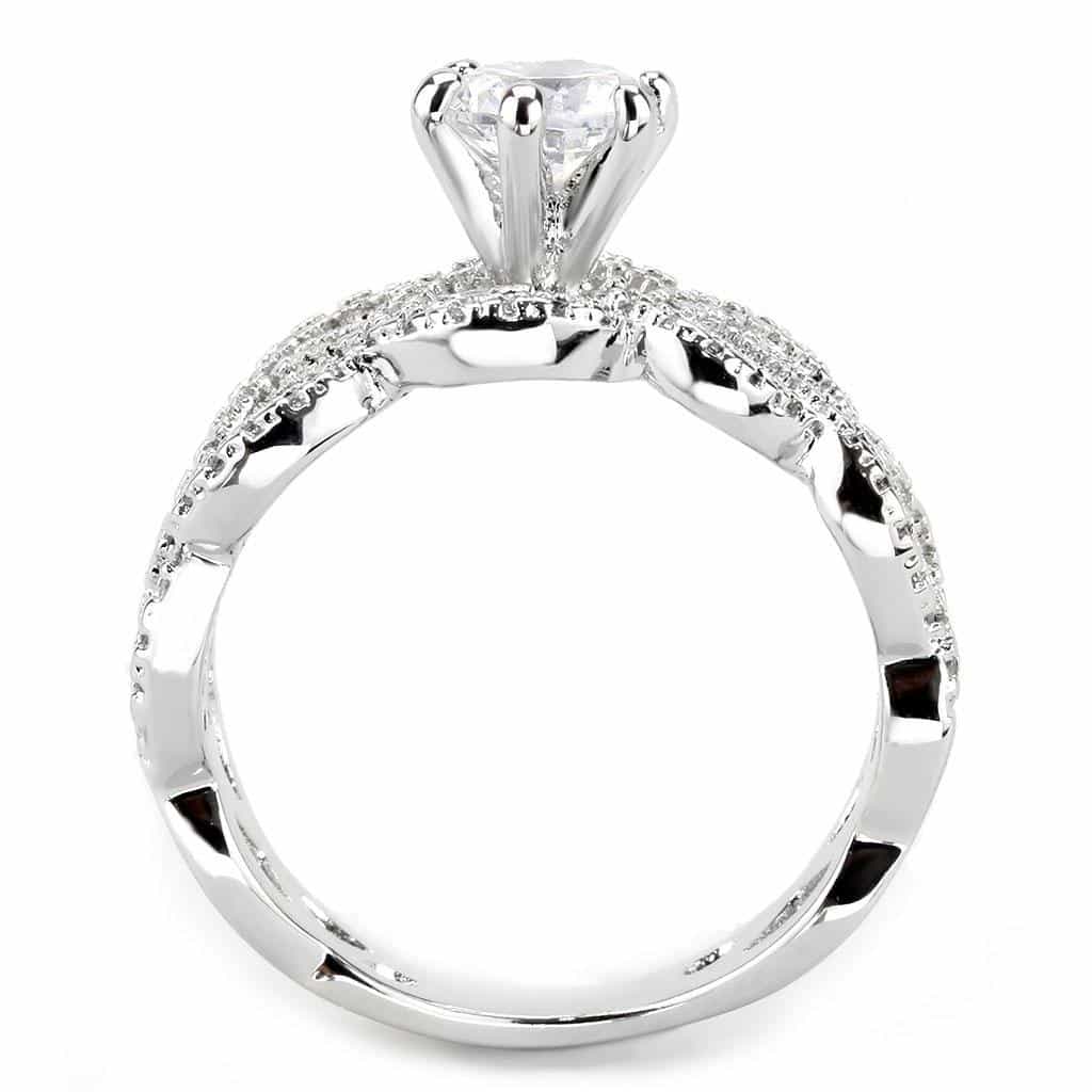 Brass CZ Round Solitaire Infinity Pavé Ring view 4