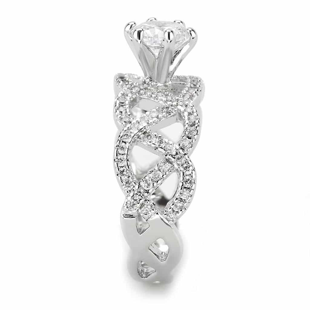 Brass CZ Round Solitaire Infinity Pavé Ring view 10