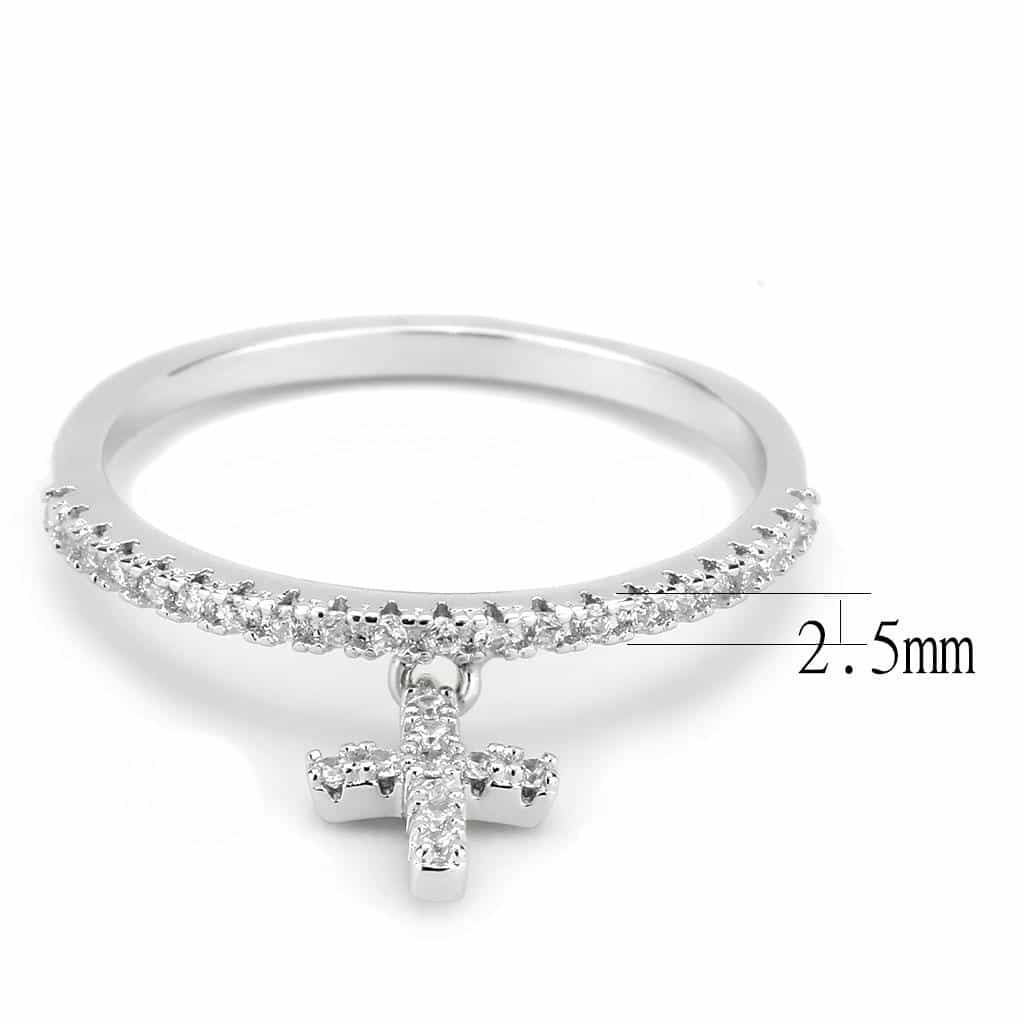 Brass CZ Cross Charm Pavé Band Ring | The Stainless Jewelry view 3