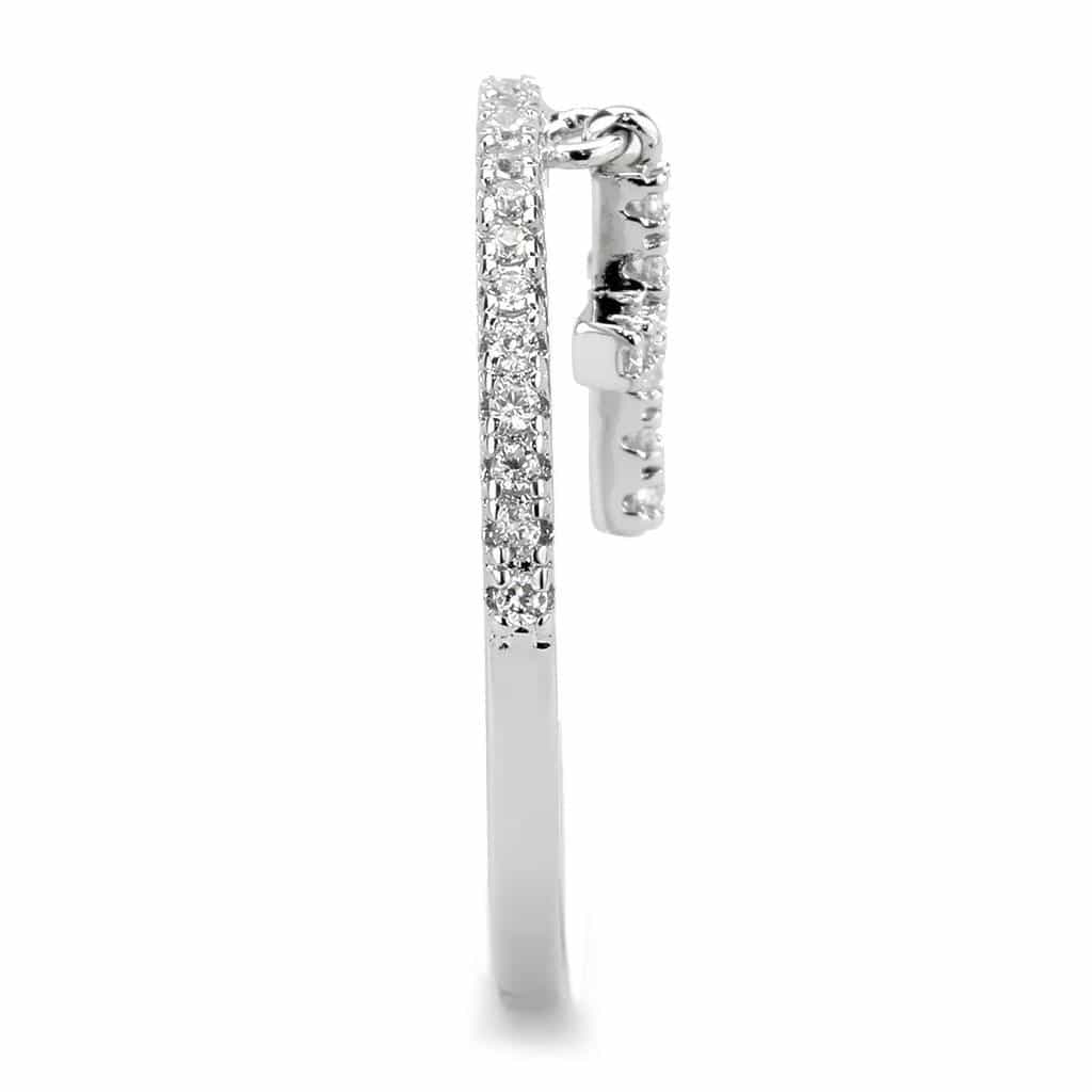 Brass CZ Cross Charm Pavé Band Ring | The Stainless Jewelry view 10