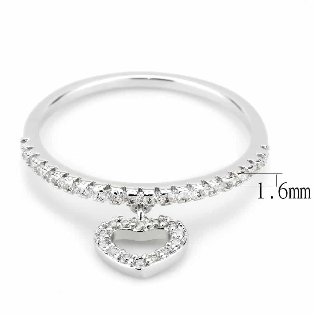 Brass CZ Open Heart Charm Pavé Band Ring | The Stainless Jewelry view 8