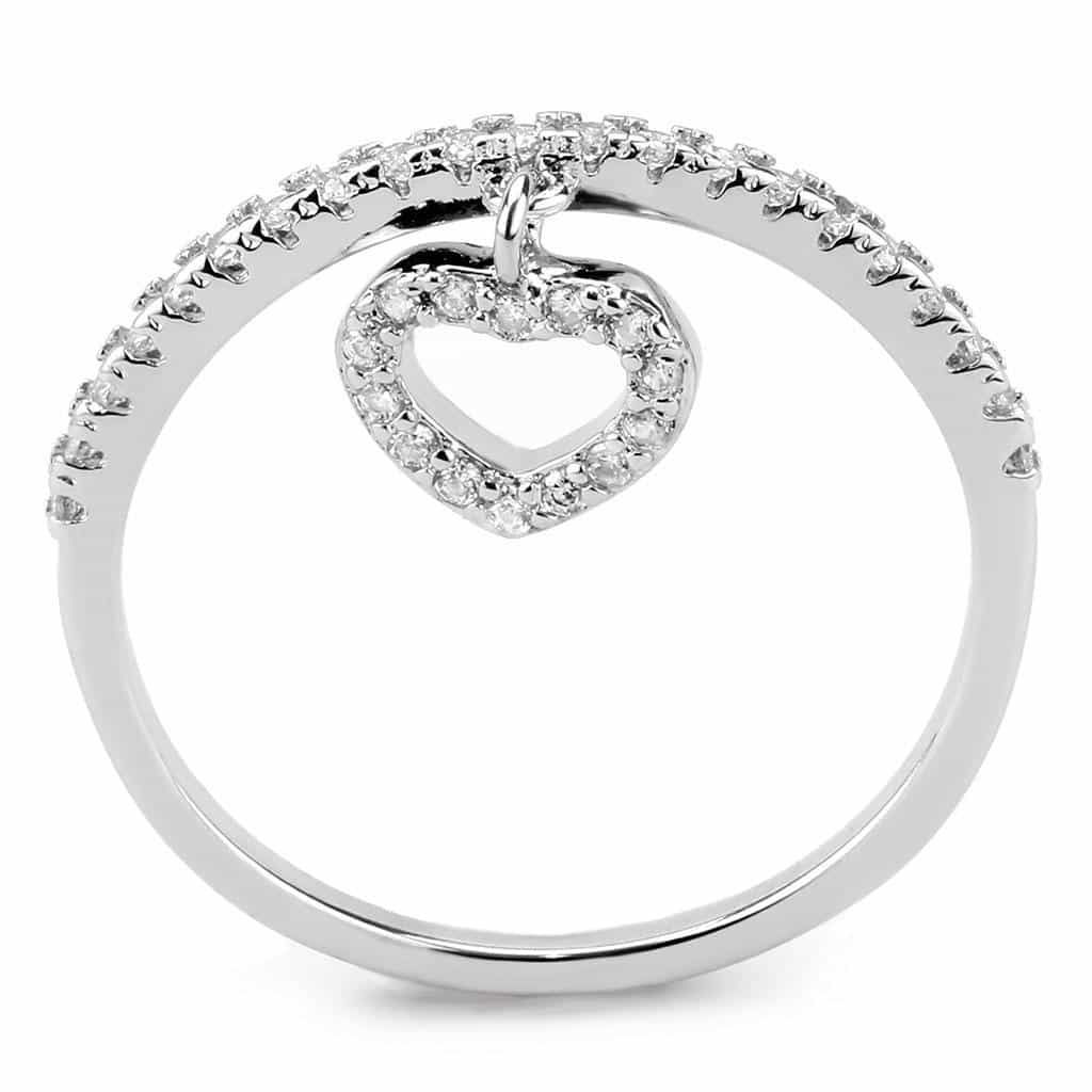 Brass CZ Open Heart Charm Pavé Band Ring | The Stainless Jewelry view 4