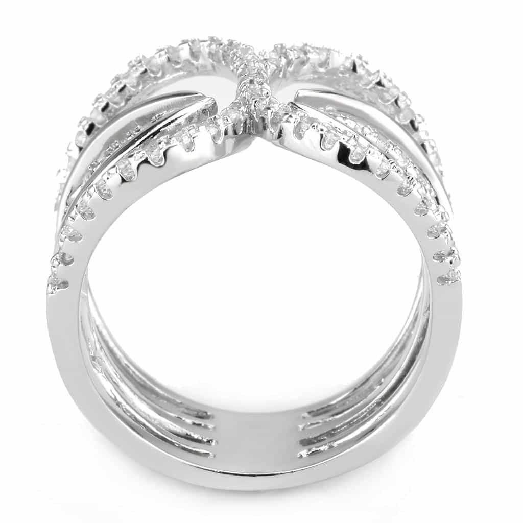 Brass CZ Open Leaf Wing Wide Ring | The Stainless Jewelry view 8
