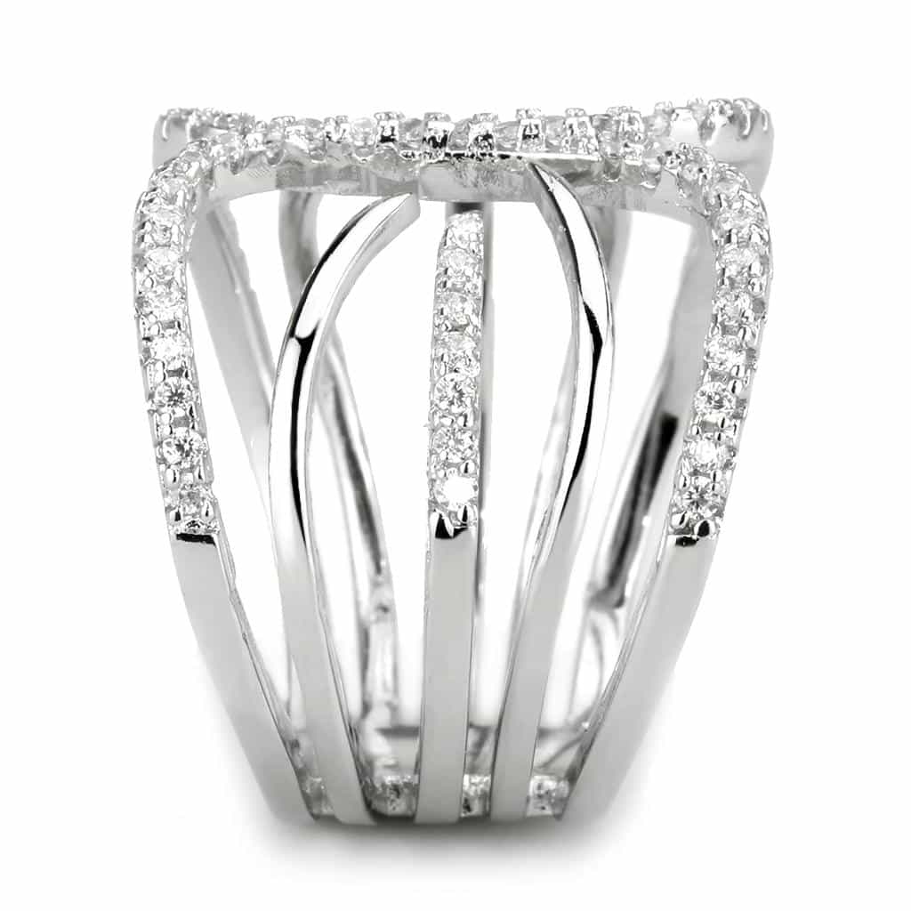 Brass CZ Open Leaf Wing Wide Ring | The Stainless Jewelry view 9