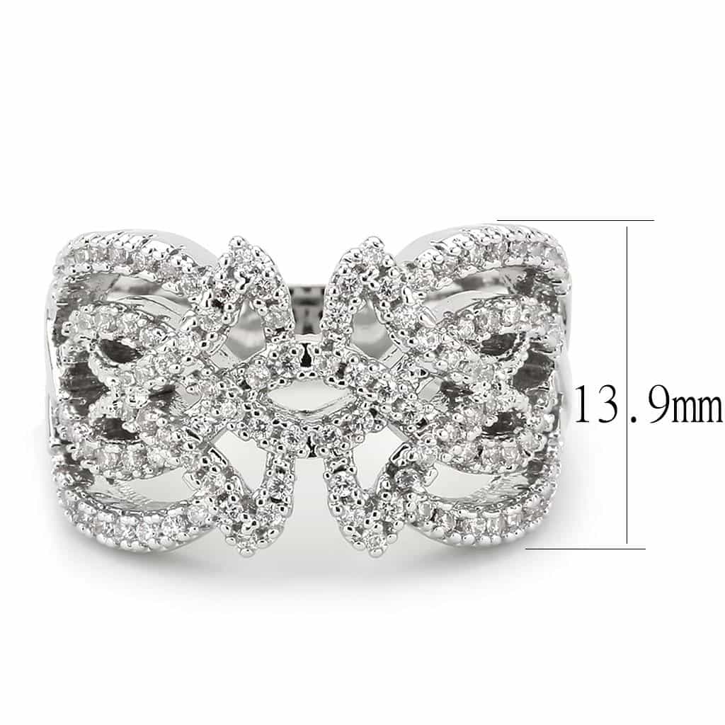 Brass CZ Pavé Swirl Scroll Wide Ring | The Stainless Jewelry view 8