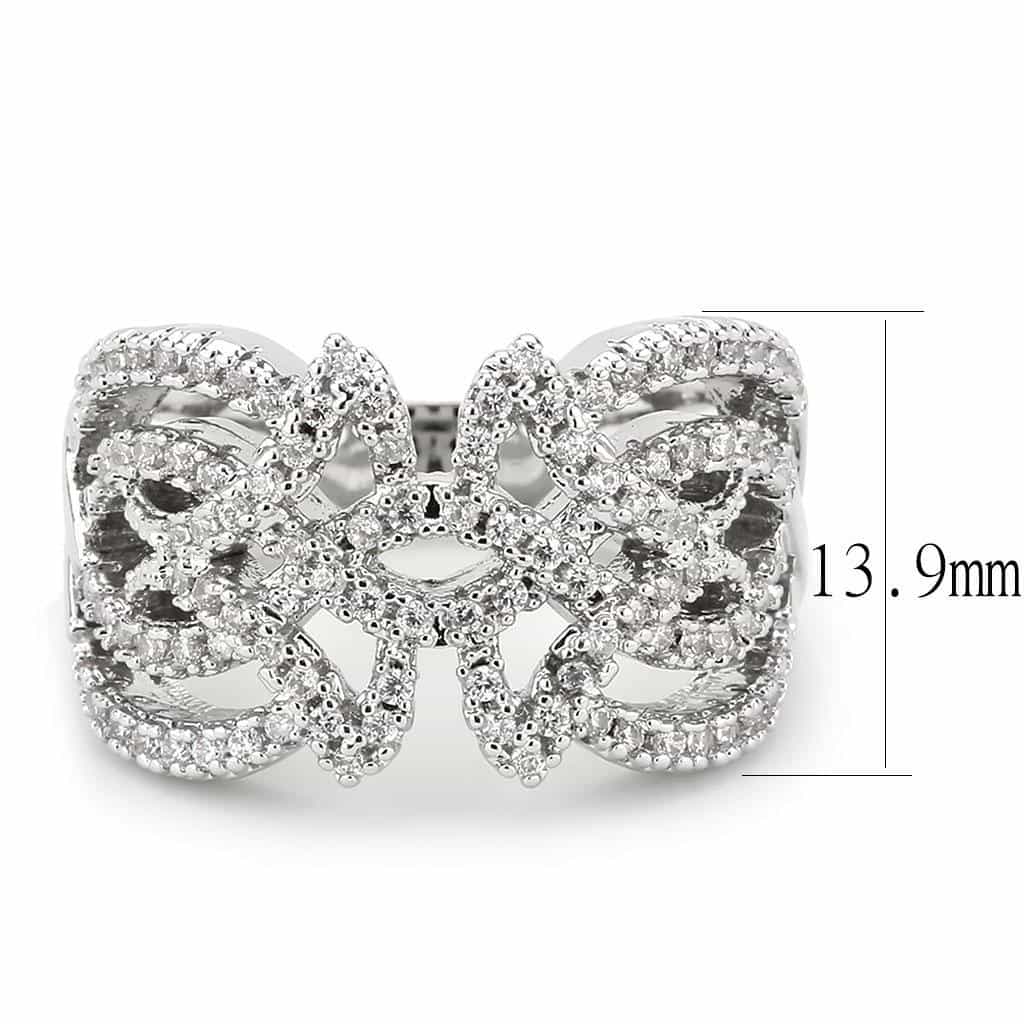 Brass CZ Pavé Swirl Scroll Wide Ring | The Stainless Jewelry view 3
