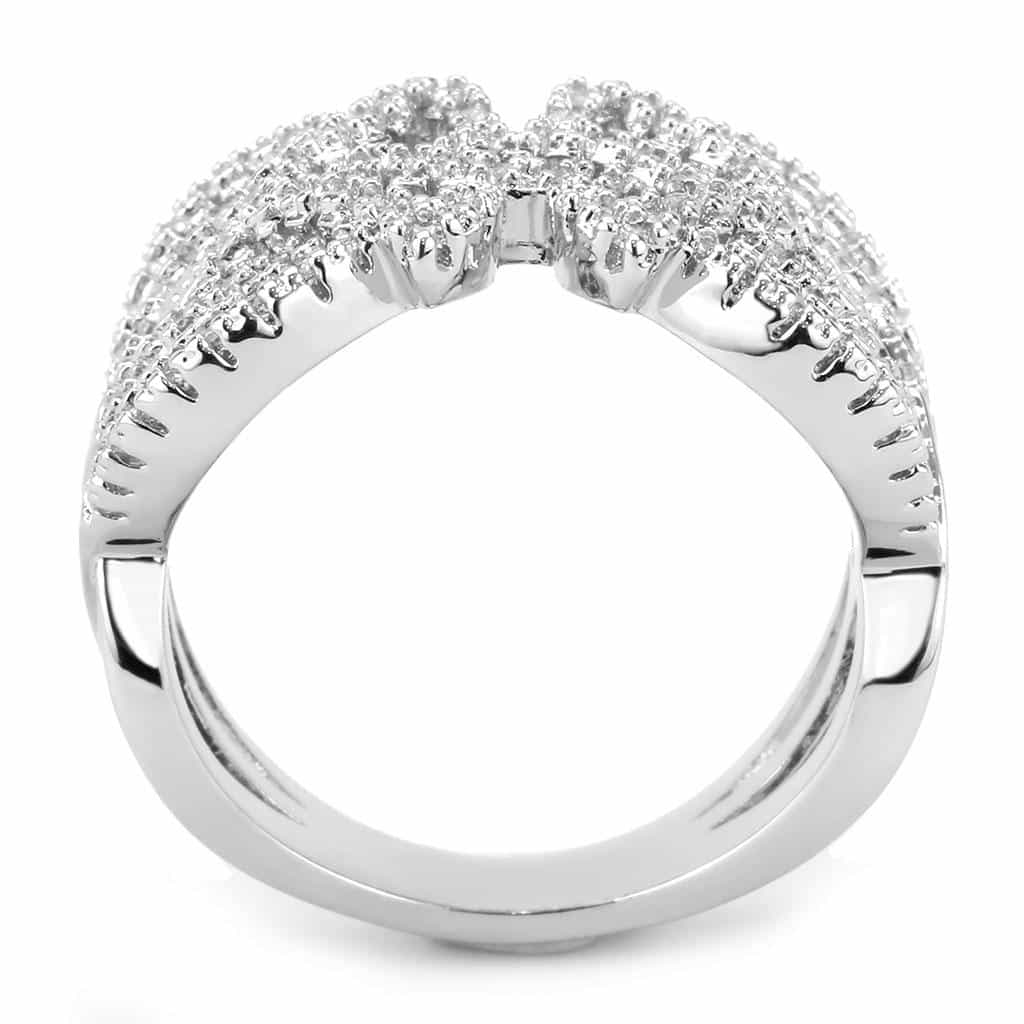 Brass CZ Pavé Swirl Scroll Wide Ring | The Stainless Jewelry view 9