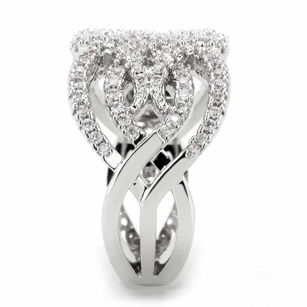 Brass CZ Pavé Swirl Scroll Wide Ring | The Stainless Jewelry view 10