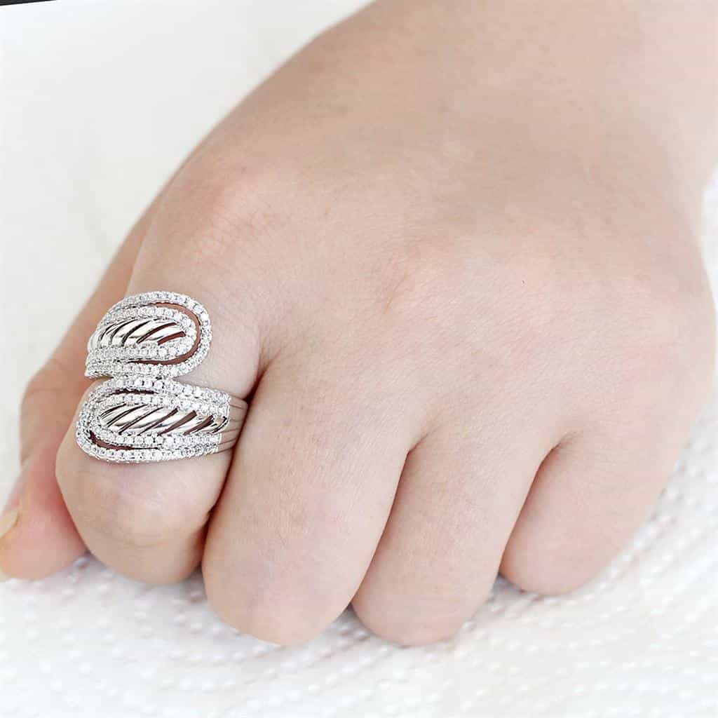 Brass CZ Pavé Twisted Wave Wide Ring | The Stainless Jewelry view 7