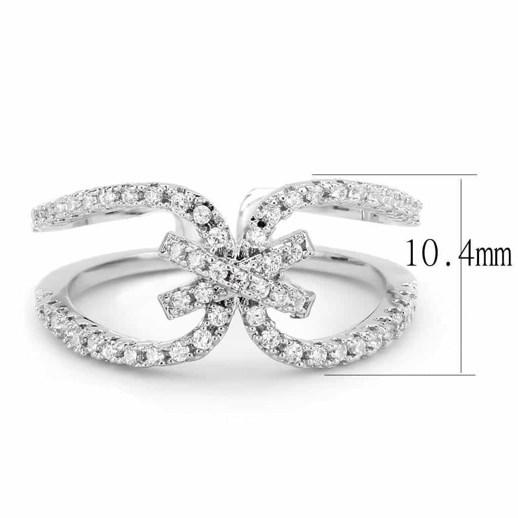 Brass CZ Flower Open Loop Wide Ring | The Stainless Jewelry view 3