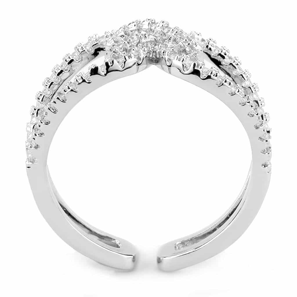 Brass CZ Flower Open Loop Wide Ring | The Stainless Jewelry view 9
