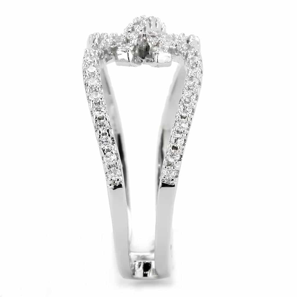 Brass CZ Flower Open Loop Wide Ring | The Stainless Jewelry view 5